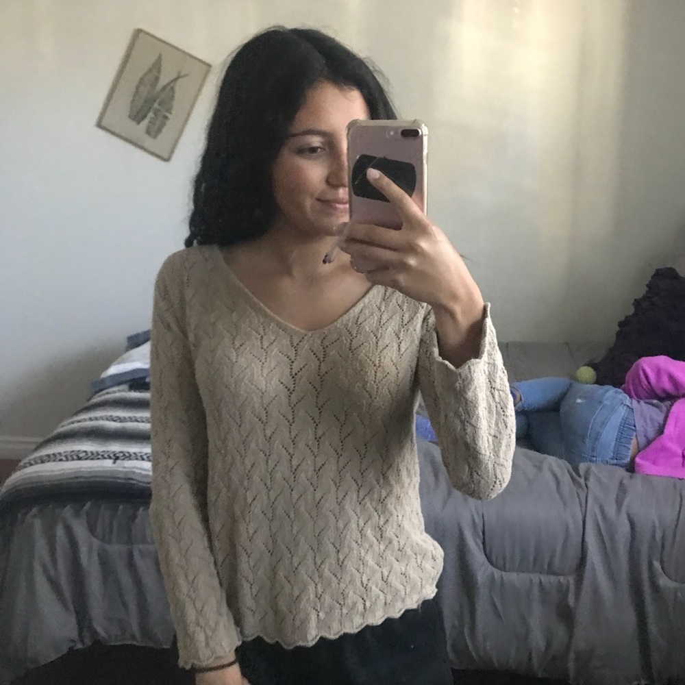 tan long sleeve top